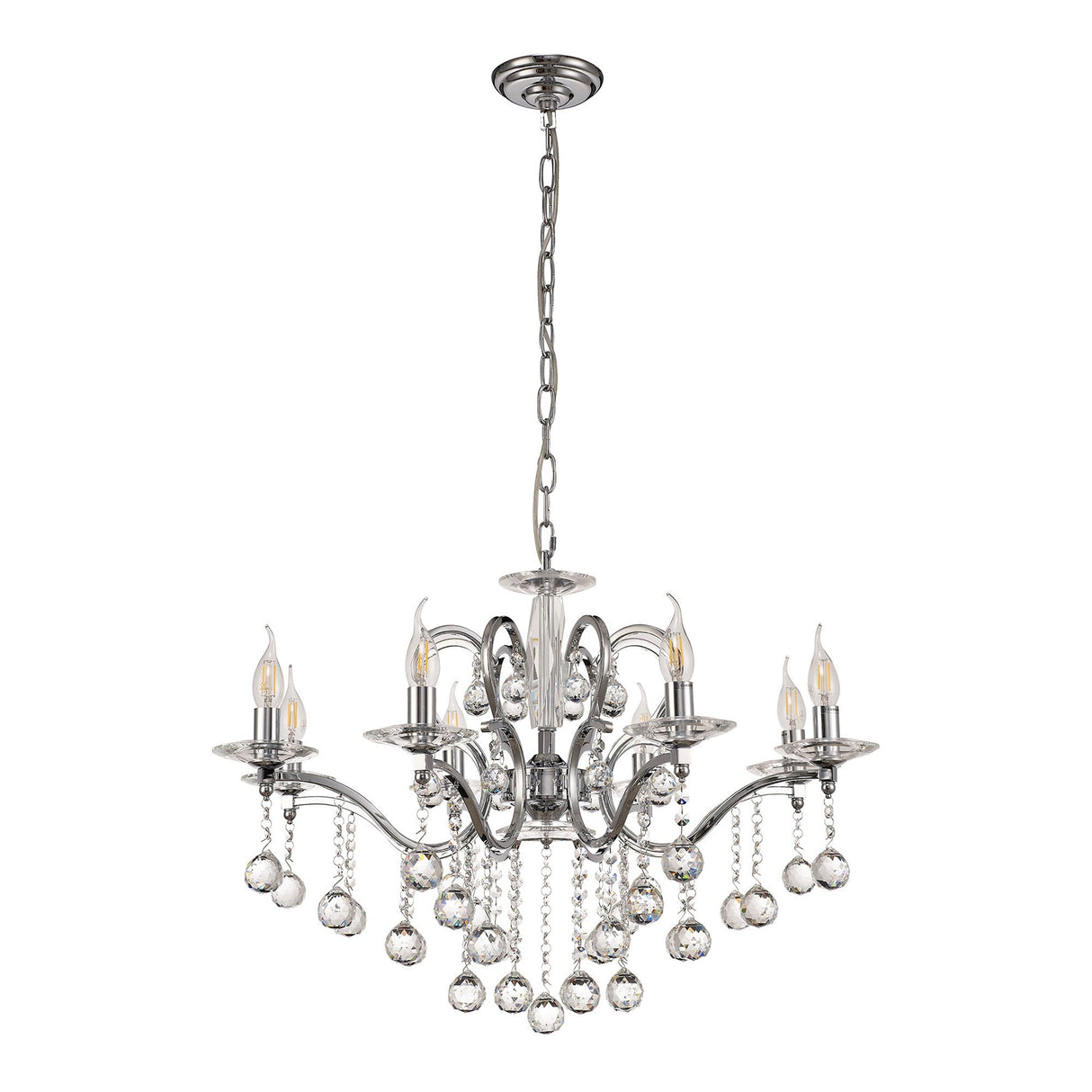 Zinta 75cm 8 Light Crystal Chandelier - Polished Chrome