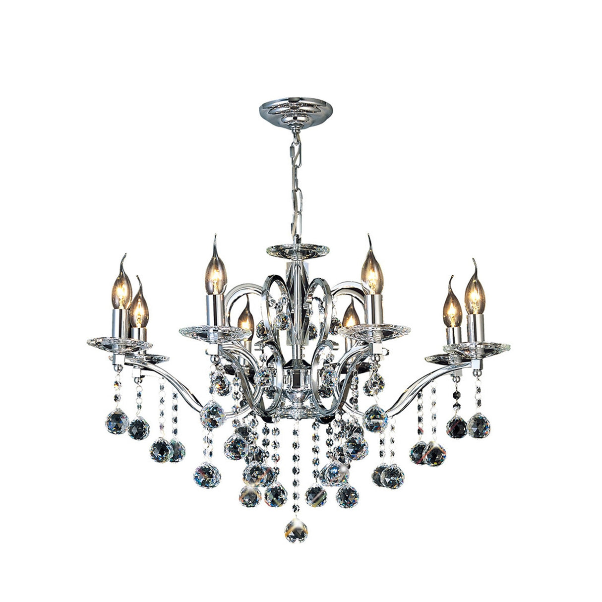 Zinta 75cm 8 Light Crystal Chandelier - Polished Chrome