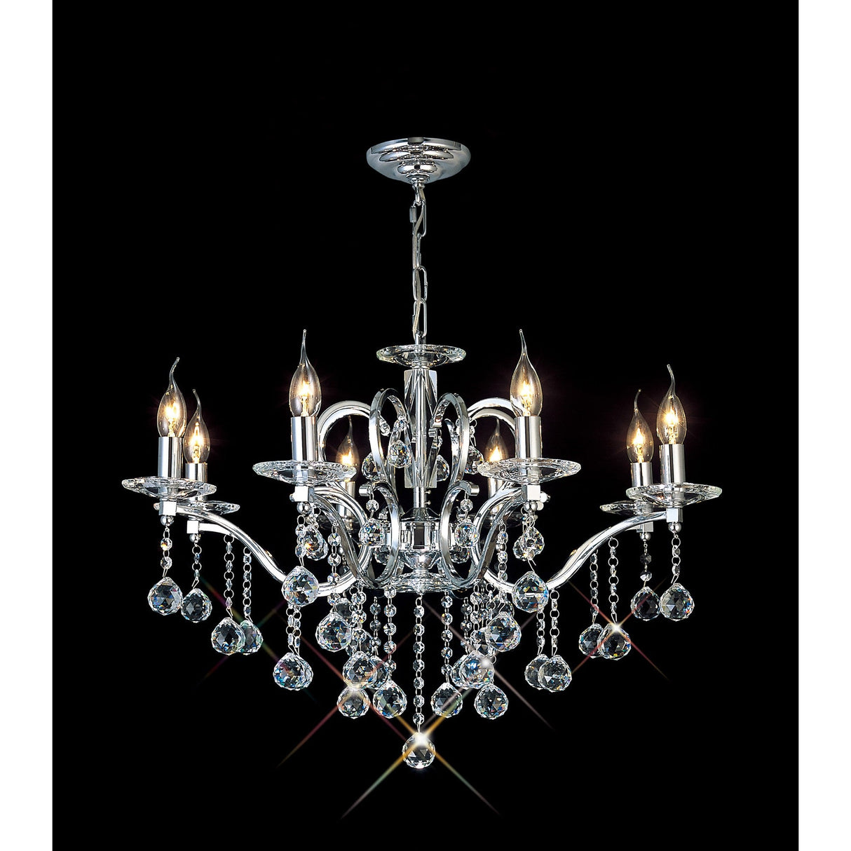 Zinta 75cm 8 Light Crystal Chandelier - Polished Chrome