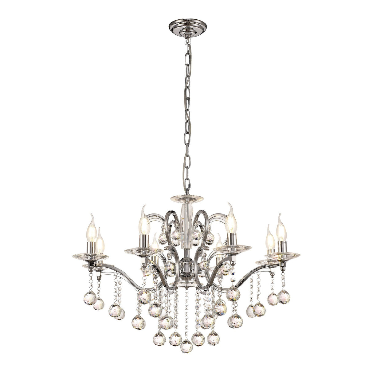 Zinta 75cm 8 Light Crystal Chandelier - Polished Chrome