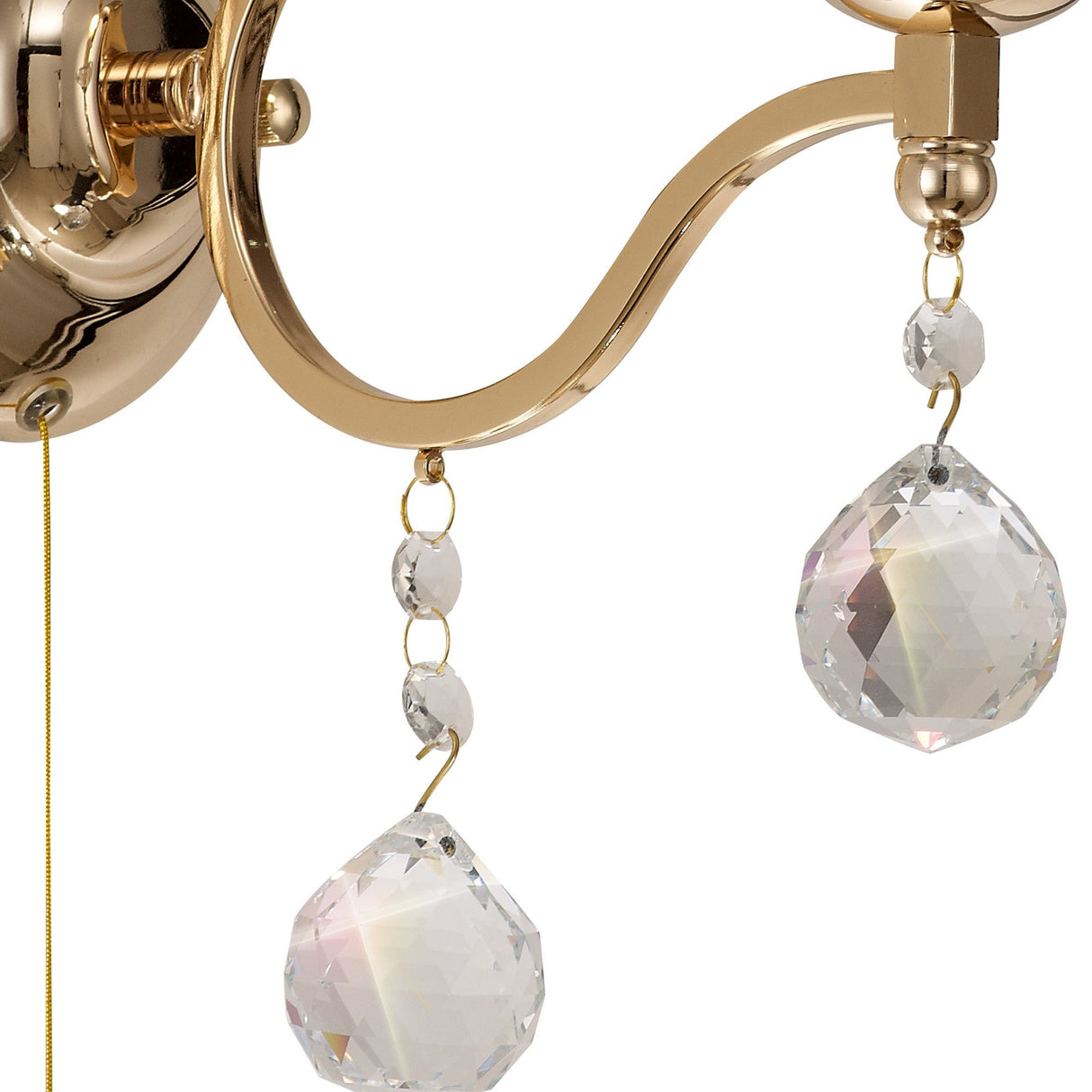 Zinta 1 Light Crystal Wall Light With Switch - Gold