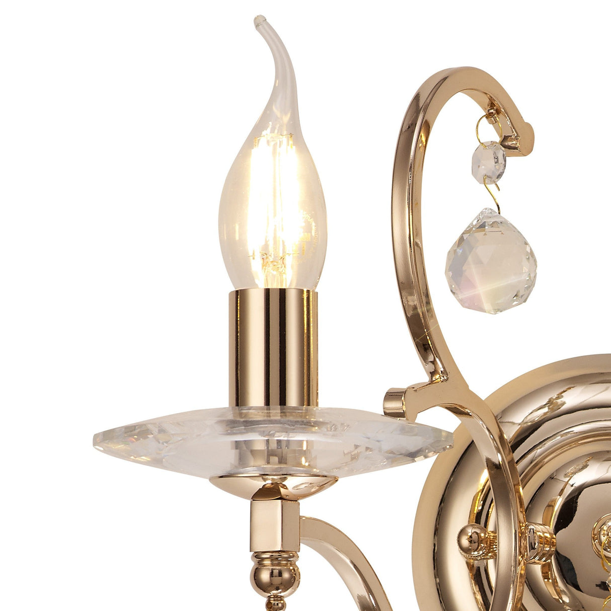 Zinta 2 Light Crystal Wall Light With Switch - Gold