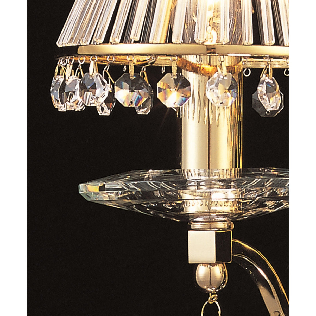 Zinta 2 Light Crystal Wall Light With Switch - Gold