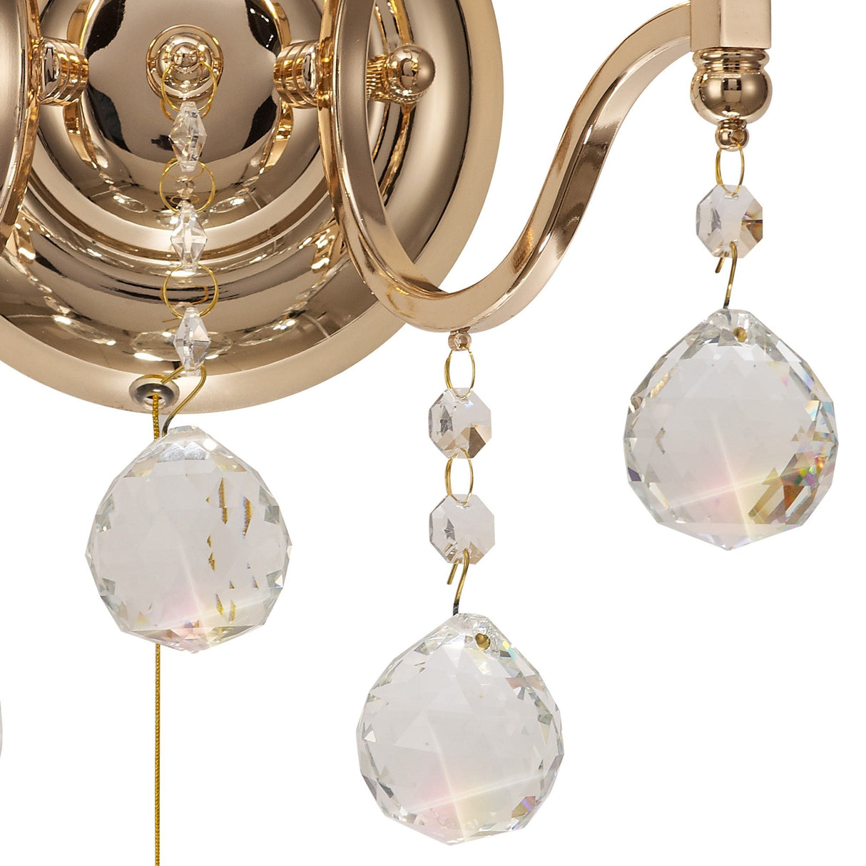 Zinta 2 Light Crystal Wall Light With Switch - Gold