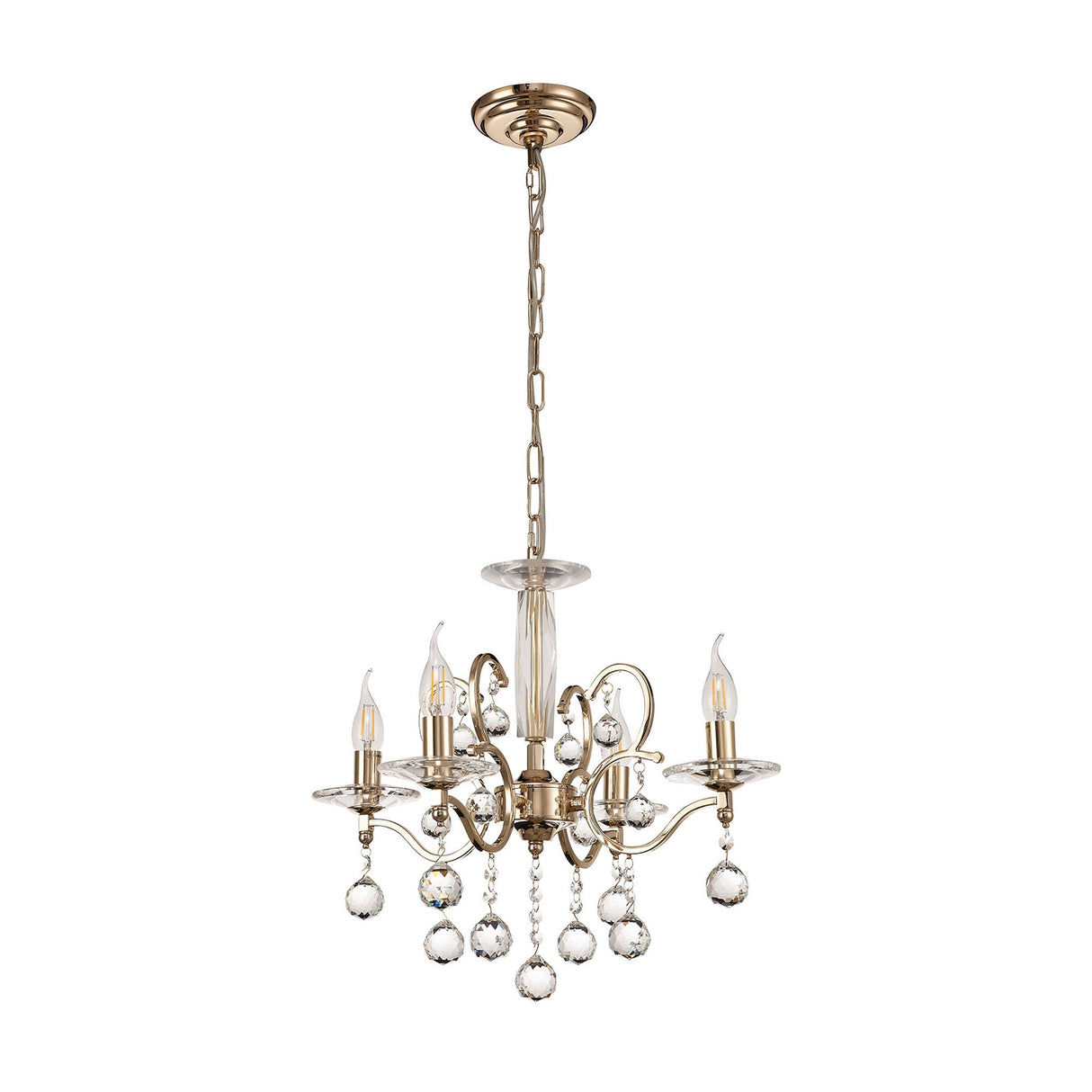 Zinta 50cm 4 Light Crystal Chandelier - French Gold