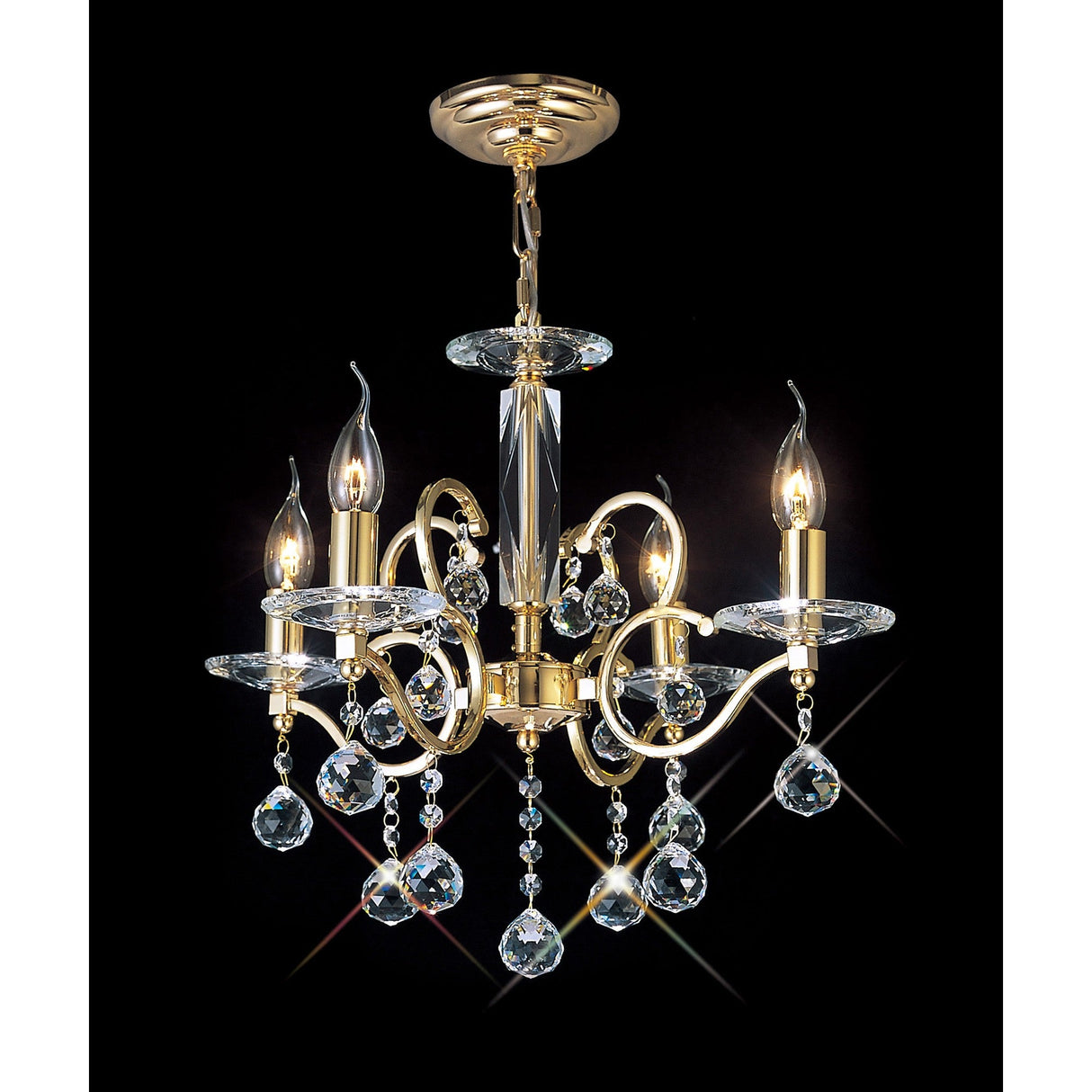 Zinta 50cm 4 Light Crystal Chandelier - French Gold
