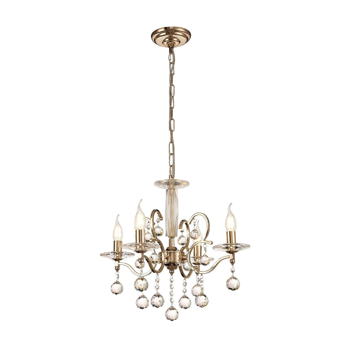 Zinta 50cm 4 Light Crystal Chandelier - French Gold