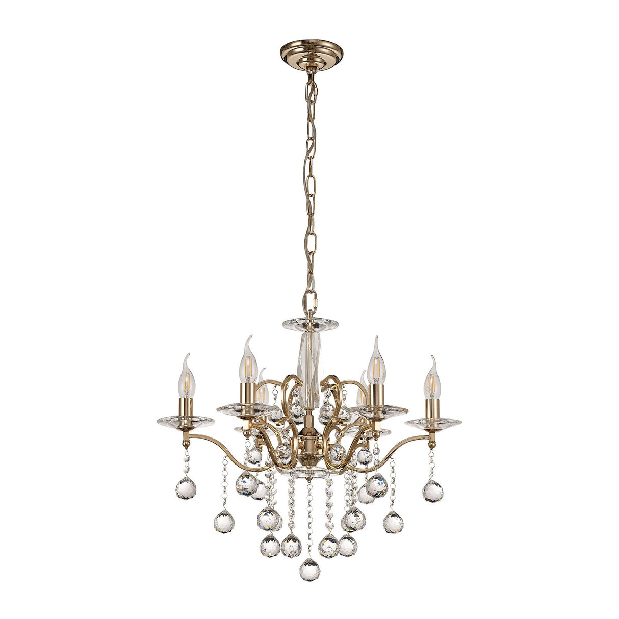 Zinta 60cm 6 Light Crystal Chandelier - French Gold