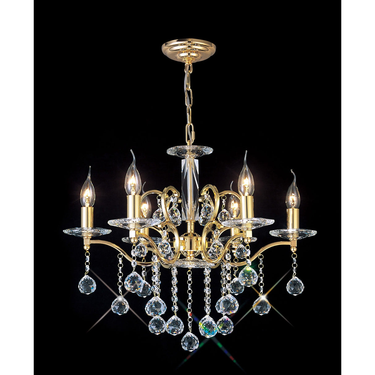 Zinta 60cm 6 Light Crystal Chandelier - French Gold