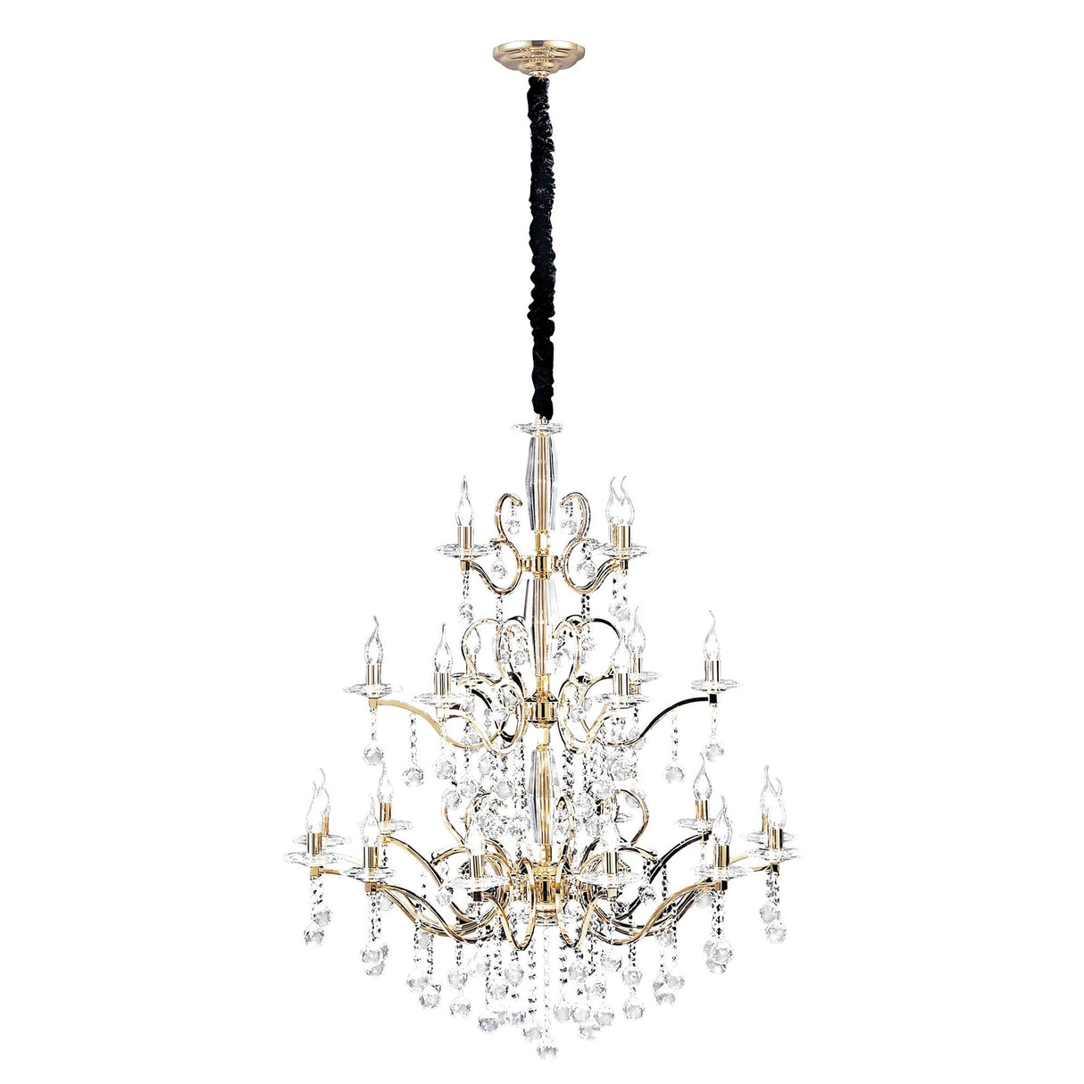 Zinta 100cm 3 Tier 22 Light Crystal Chandelier - French Gold