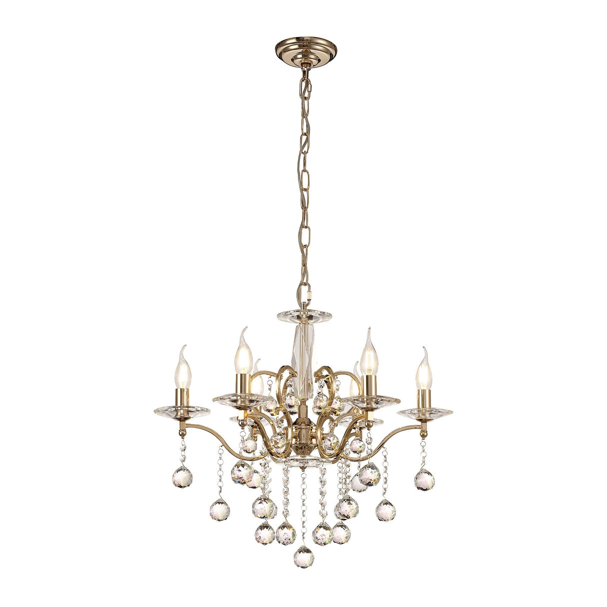 Zinta 60cm 6 Light Crystal Chandelier - French Gold