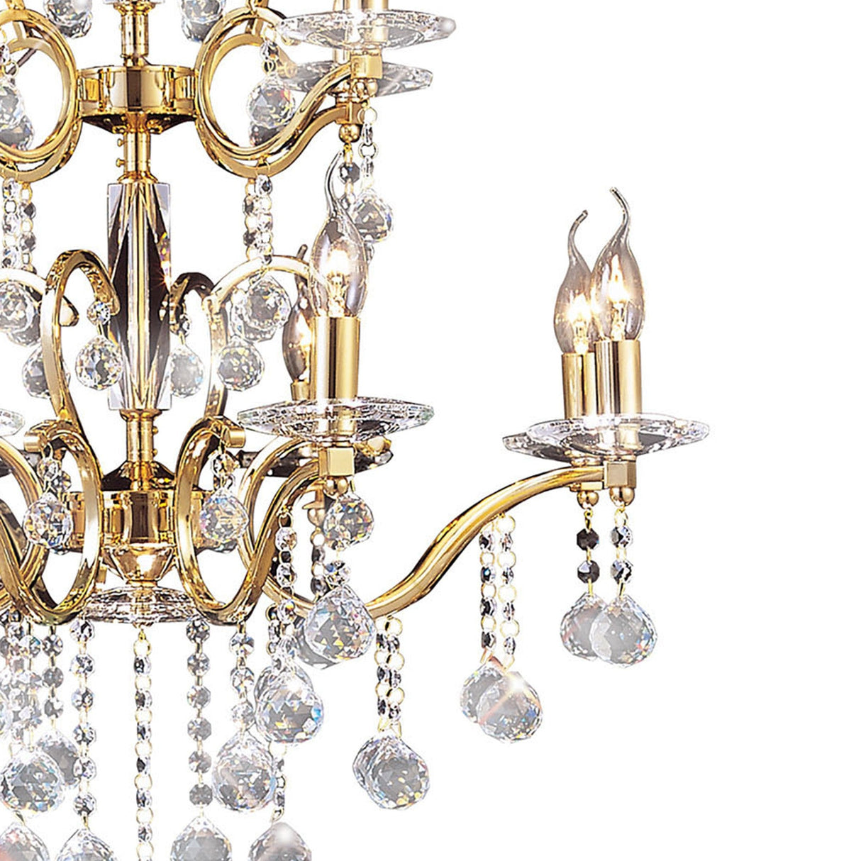 Zinta 75cm 2 Tier 12 Light Crystal Chandelier - French Gold