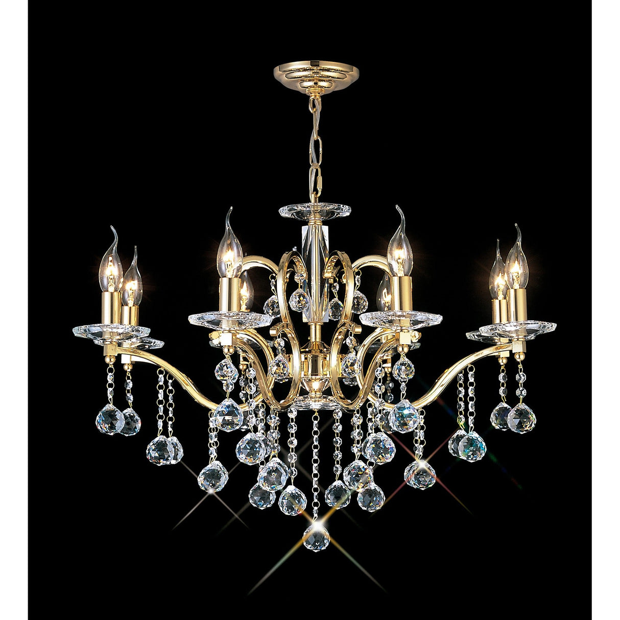 Zinta 75cm 8 Light Crystal Chandelier - French Gold