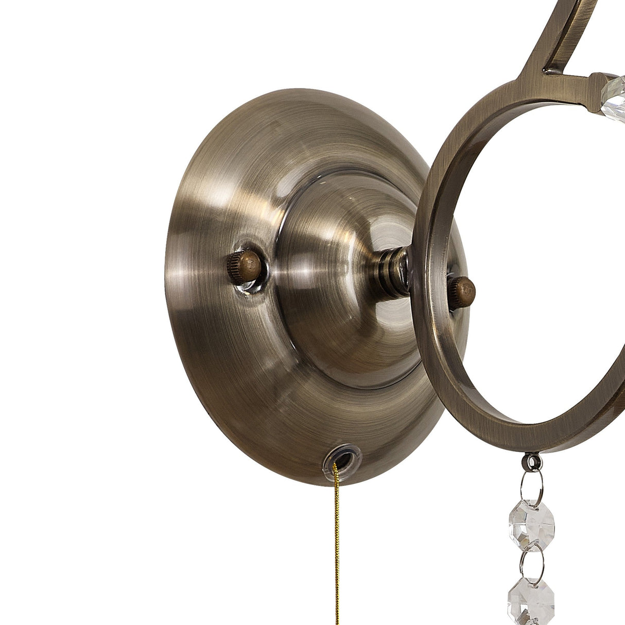 Zinta 1 Light Crystal Wall Light With Switch - Brass