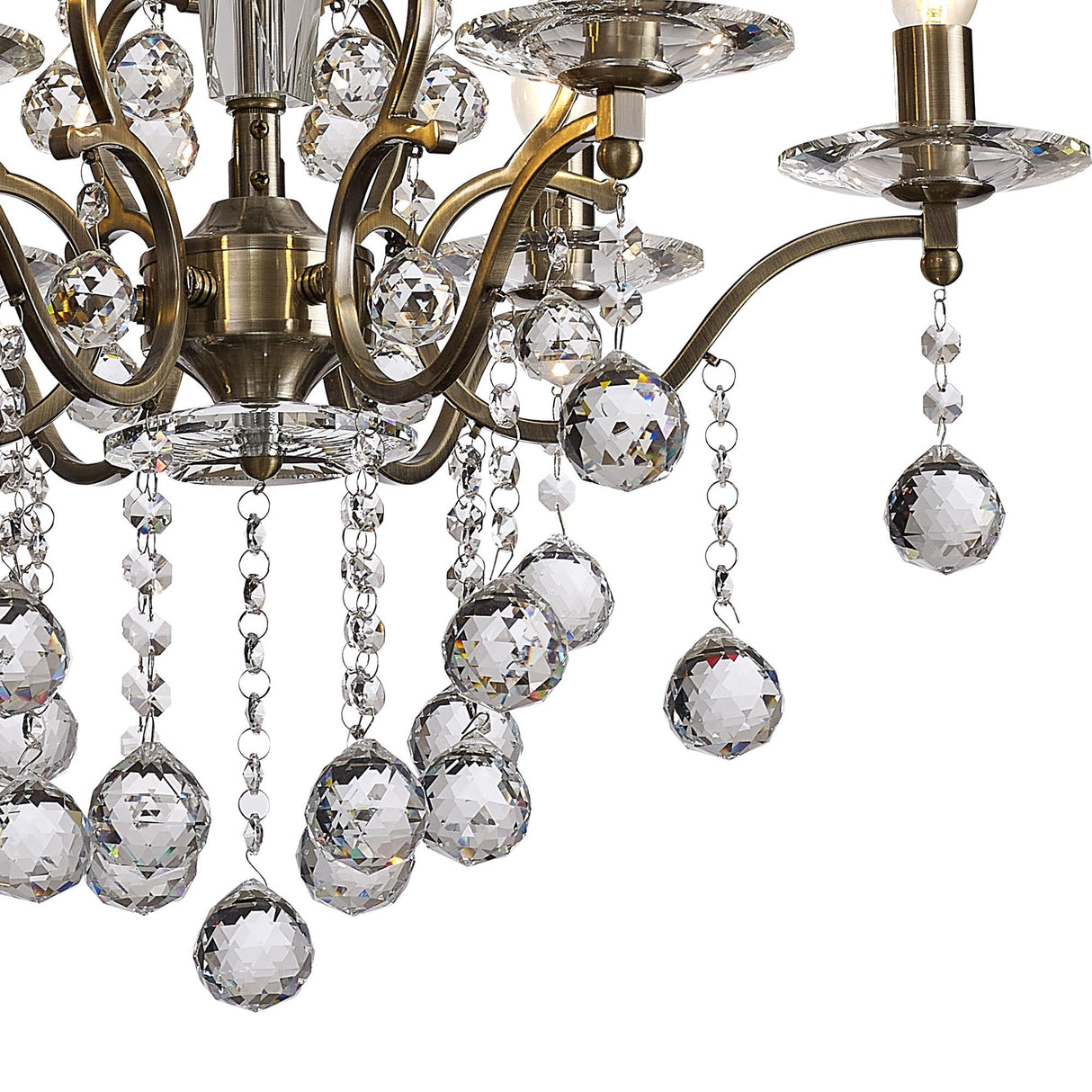 Zinta 60cm 6 Light Crystal Chandelier - Antique Brass