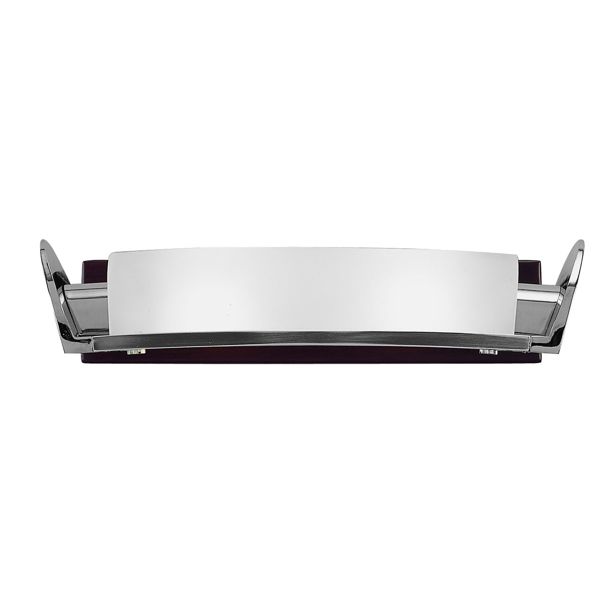 Mantra Zira 2 light wall fitting with frosted glass panel, polished chrome brackets and wenge wood accents, shown on a plain white background.