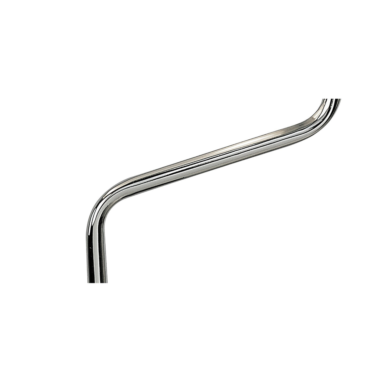 A close-up of the Zira 2 Light Frosted Glass Floor Lamp in chrome and wenge highlights its sleek, angular metal tube and modern design against a plain white background.