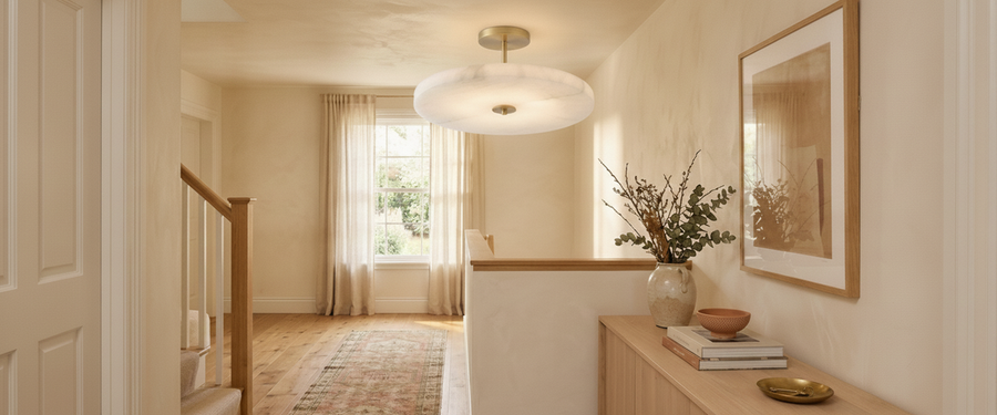Alabaster Semi Flush: The Ceiling Light for Rooms That Can't Take a Pendant - alabaster semi flush