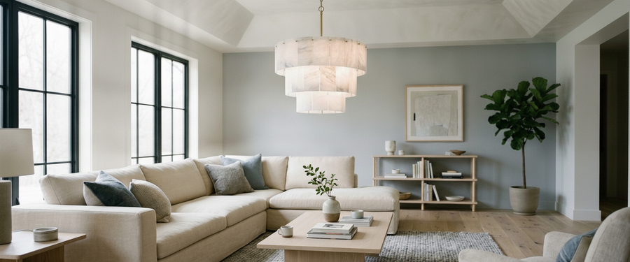 A Chandelier in the Living Room: How to Hang It so It Reads as Ceiling Jewellery - chandelier in living room