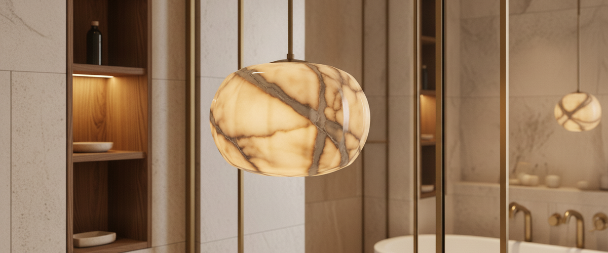 How an Alabaster Pendant Light Changes the Way a Table Reads - alabaster pendant light