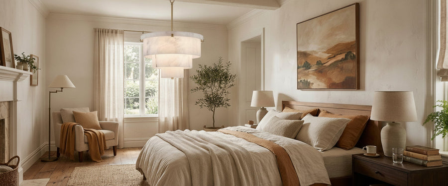 How to Choose a Small Bedroom Chandelier That Doesn't Crowd the Bed - featured image