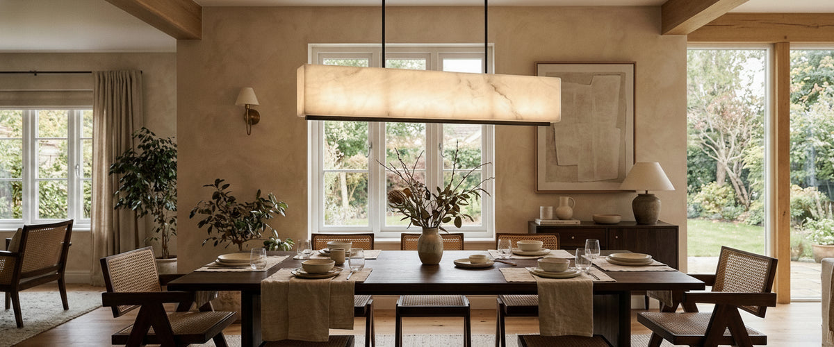 The Industrial Dining Room, Done Warm: A Lighting Buyer's Guide - industrial dining room