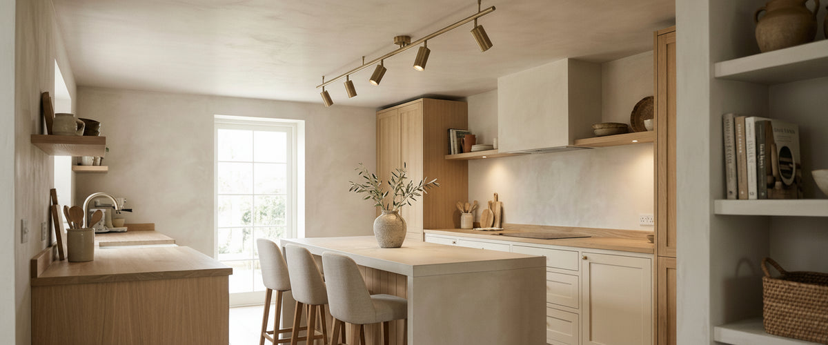 Where a Brass Ceiling Spotlight Bar Earns Its Place - brass ceiling spotlight bar