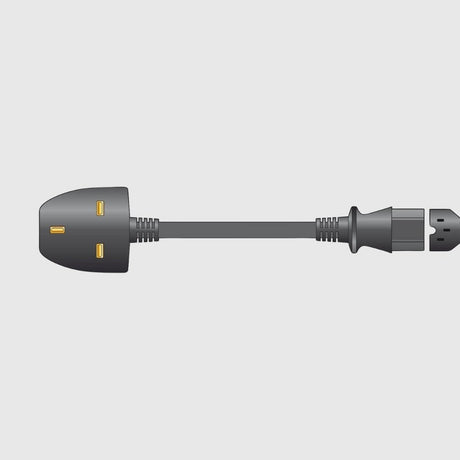 Standard power cable with molded plug, flexible lead, and connector at the opposite end.