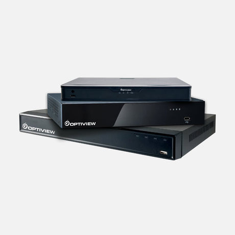 A black Rekor HD device with a sleek design. It has power (PWR) and hard drive (HDD) indicators on the front, along with a USB port.