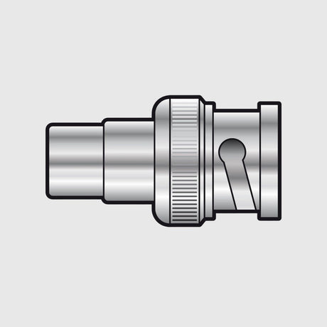 BNC CCTV adapter featuring a metal locking mechanism and cylindrical connector.