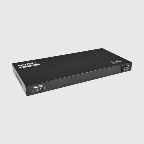 Slim HDMI splitter unit designed to distribute one HDMI signal to multiple outputs.