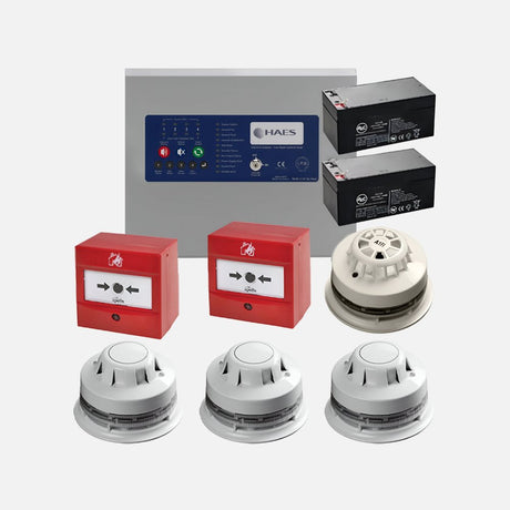 A white MAGfire control panel with a digital screen and buttons below. It features labeled indicators on the left for various systems, and a directional keypad for navigation.