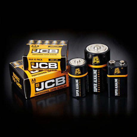 JCB logo featuring large white letters JCB on a black background, bordered by a yellow rectangle with a small black and yellow JCB icon in the upper left corner.