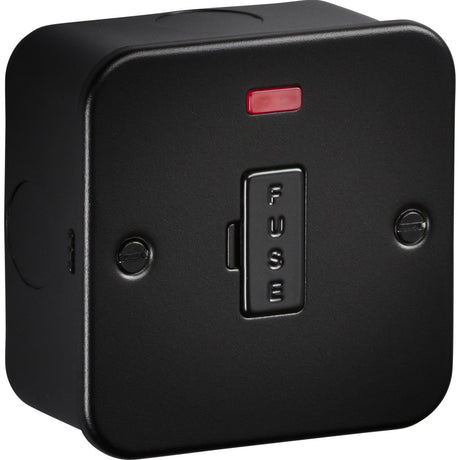 13A Unswitched Fused Spur with Neon - Metalclad Textured Black