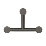 Rigoberta Trio wall light in matt black, T-shaped iron frame with three round opal glass discs, shown on a plain white background.