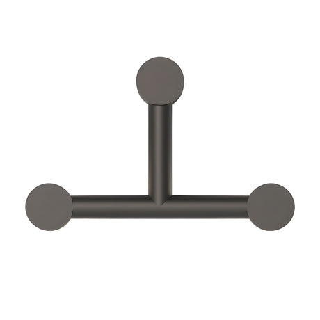 Rigoberta Trio wall light in matt black, T-shaped iron frame with three round opal glass discs, shown on a plain white background.