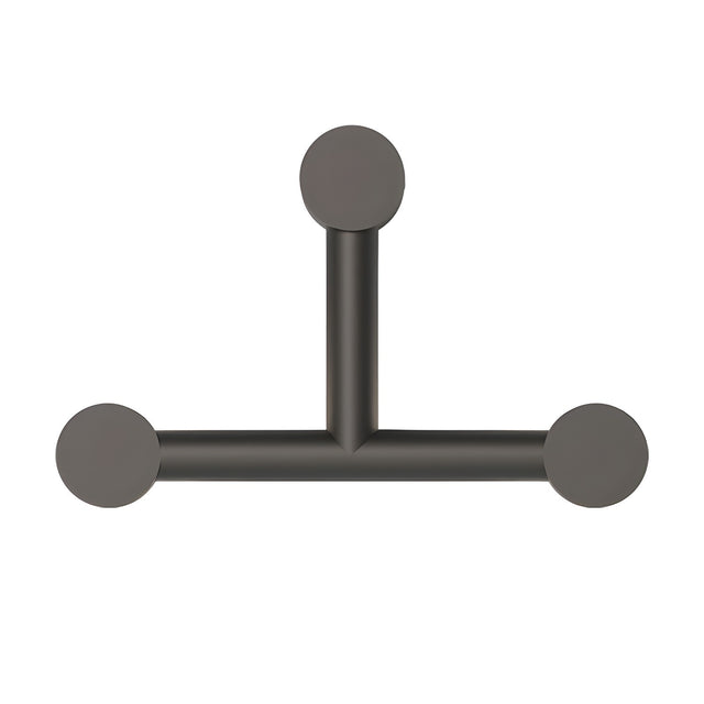 Rigoberta Trio wall light in matt black, T-shaped iron frame with three round opal glass discs, shown on a plain white background.