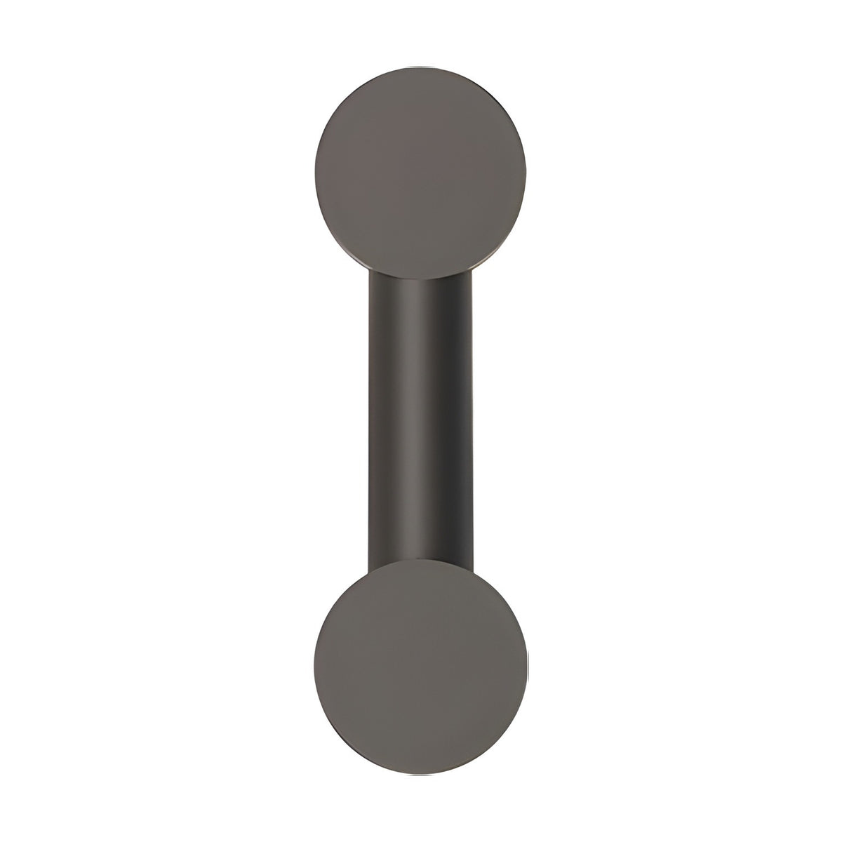 Rigoberta Mono Indirect Wall Light in matt black, featuring a slim cylindrical bar with round opal glass discs at each end, shown on a plain white background.