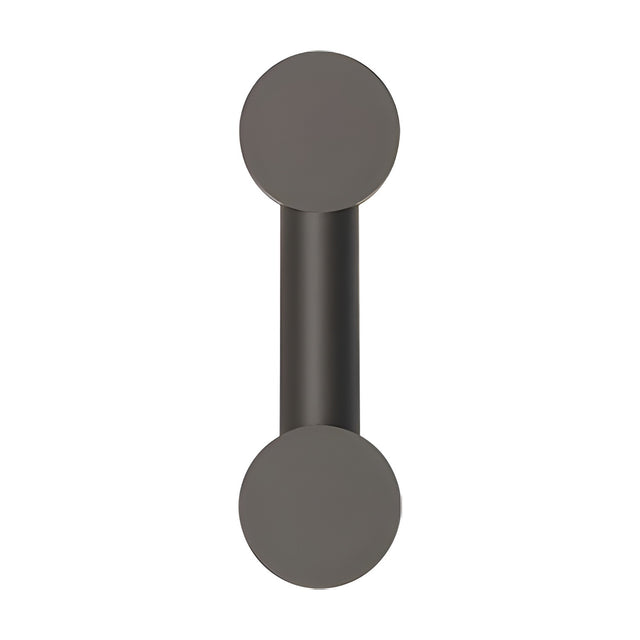 Rigoberta Mono Indirect Wall Light in matt black, featuring a slim cylindrical bar with round opal glass discs at each end, shown on a plain white background.