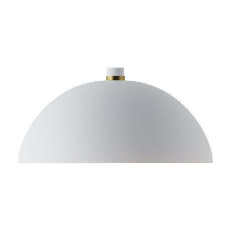 Renata Bell Dome Pendant Light in matt white aluminium, showing the smooth dome shade with a gold-coloured ring at the neck, on a plain white background.