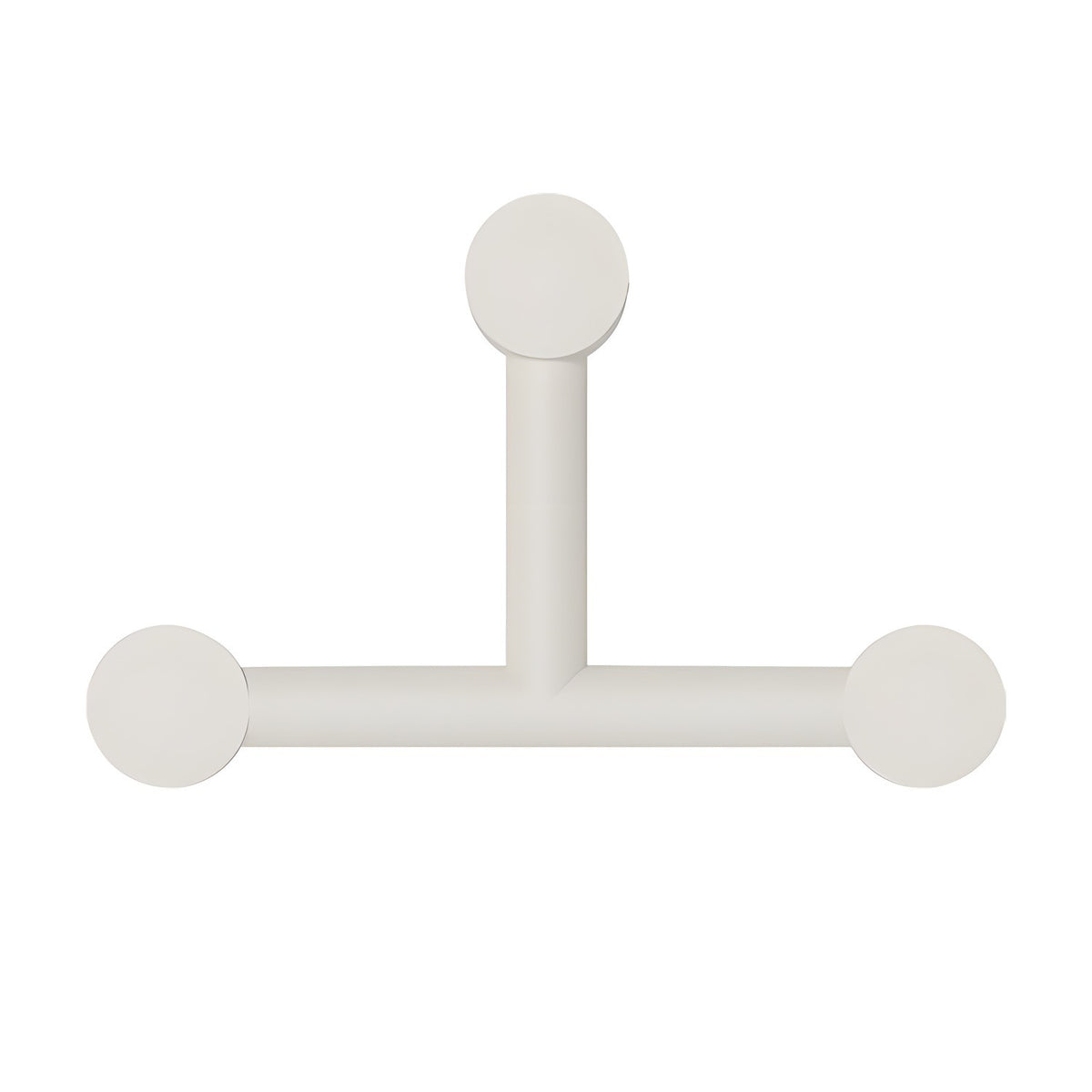 Rigoberta Trio wall light in matt white iron with a T-shaped frame and three round opal glass discs, shown on a plain white background.
