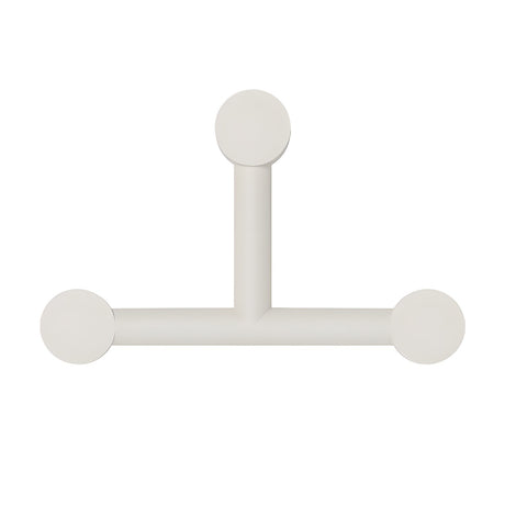 Rigoberta Trio wall light in matt white iron with a T-shaped frame and three round opal glass discs, shown on a plain white background.