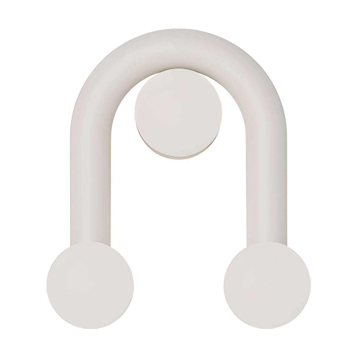 Rigoberta Super Curved Indirect Opal Disc Wall Light in matt white, an arched iron tube with three round opal glass discs, shown on a plain white background.