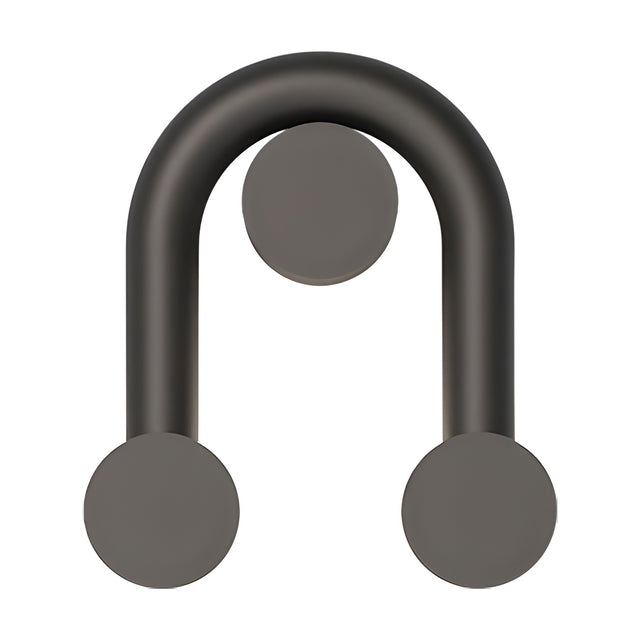 Rigoberta Super Curved Indirect Wall Light in matt black iron, arched tube design with three round opal glass discs, shown on a plain white background.