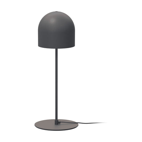 Rio 2 Light Dome Mushroom Table Lamp in matt black iron, featuring a rounded dome shade on a slim stem with a flat round base, shown on a plain white background.