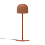 Rio 2 Light Dome Mushroom Table Lamp in red, iron frame with rounded dome shade, slim straight stem and flat disc base, shown on a plain white background.