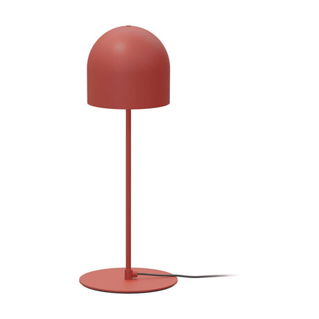 Rio 2 Light Dome Mushroom Table Lamp in red, featuring a rounded iron dome shade on a slim stem over a flat disc base, shown against a plain white background.