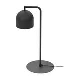 Rio Articulated Dome Adjustable Table Lamp in matt black, with a slim iron stem, round disc base and hooked arm holding a dome shade, shown on a plain white background.