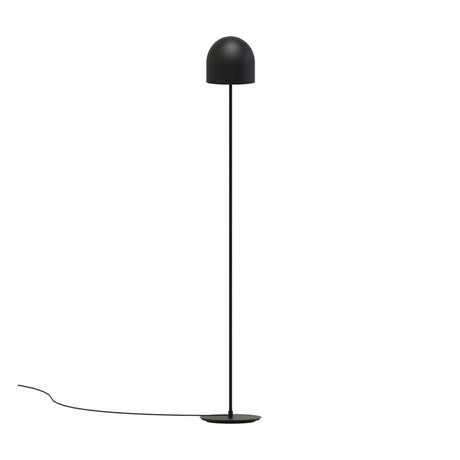 Rio 2 Light Dome Floor Lamp in matt black iron, featuring a rounded dome shade, slender straight stem, and flat round base, shown on a plain white background.