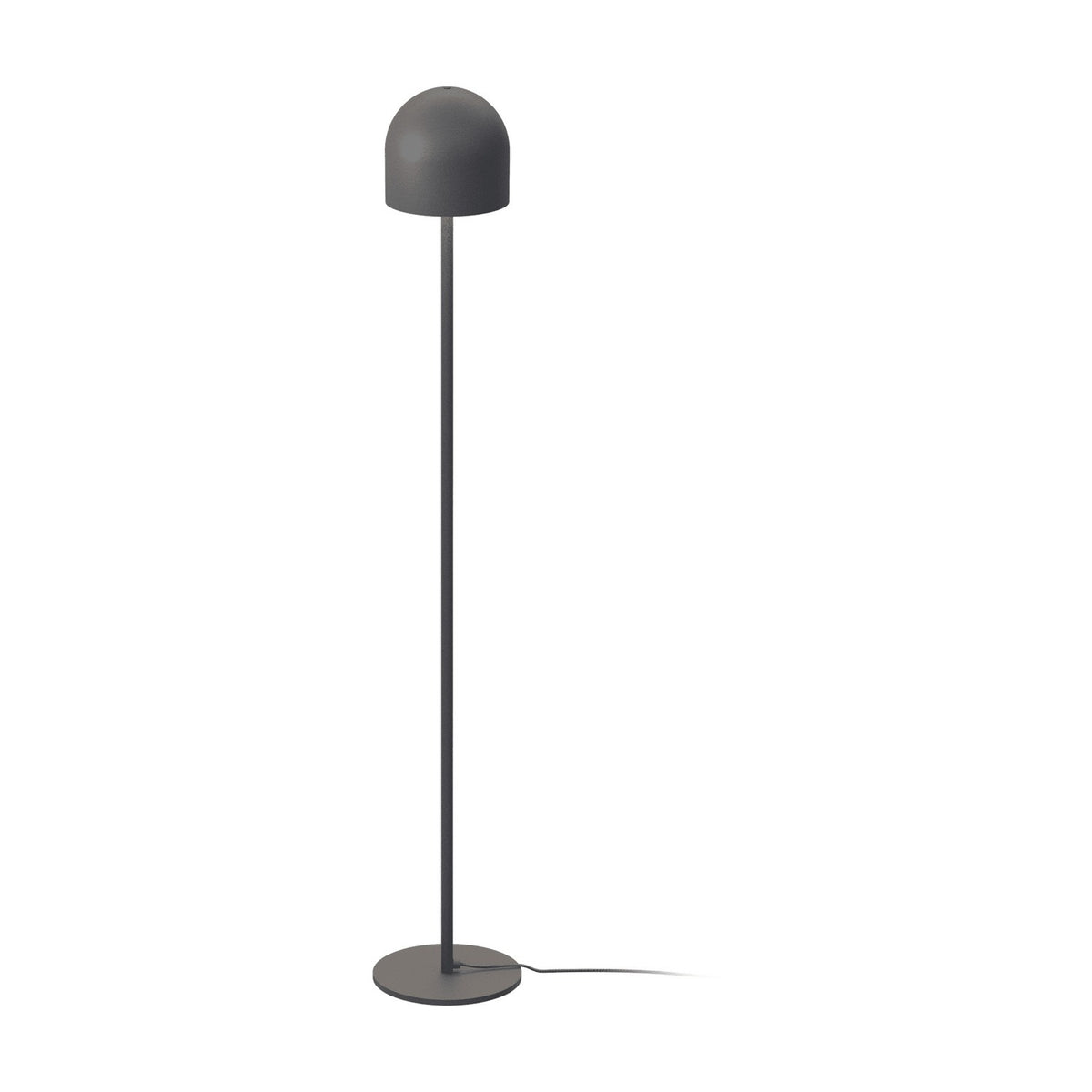 Rio 2 Light Dome Floor Lamp in matt black, featuring a rounded dome shade on a slender straight stem with a flat round base, shown against a plain white background.
